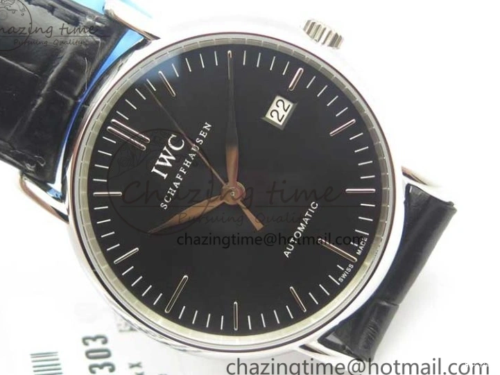 MIROTIME 0321 Portofino Automatic SS TWF 1:1 Best Edition Black Dial on Black Leather Strap A TravelReady 7199